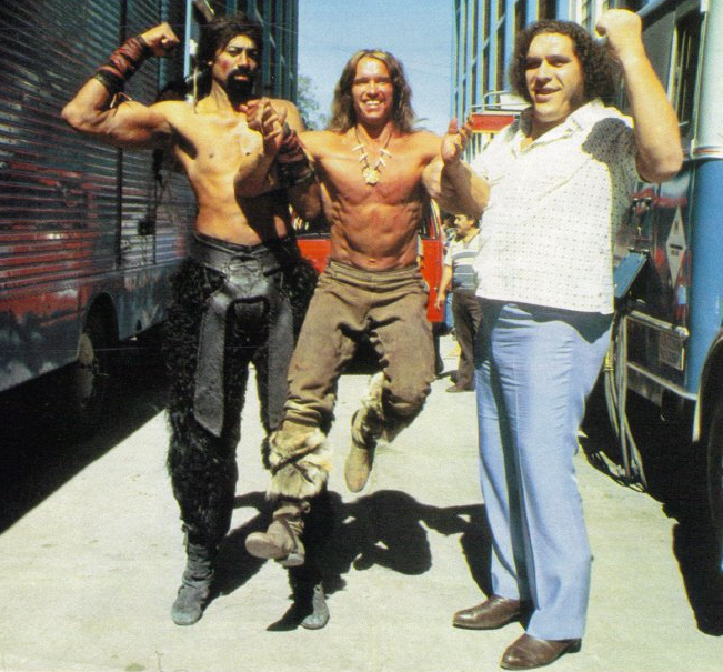 Andre the Giant and Wilt Chamberlain with Arnold